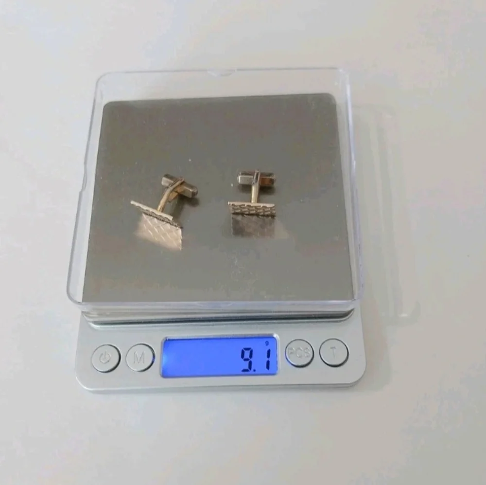 VTG Swank Gold Tone Rectangular Cufflinks Geometric Etched Grid Design MCM